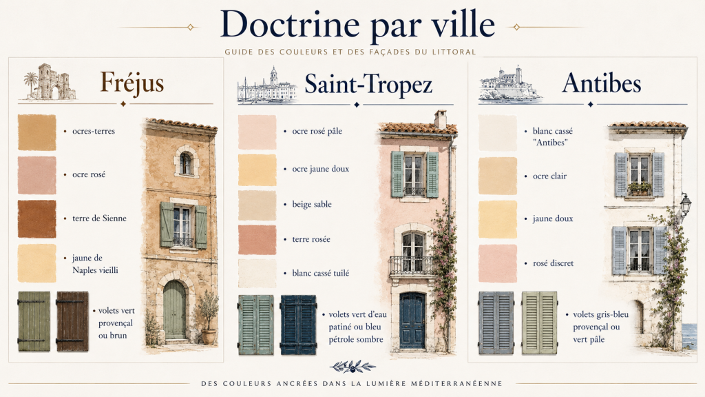 Guide des couleurs de façade autorisées en zone ABF à Fréjus, Saint-Tropez et Antibes